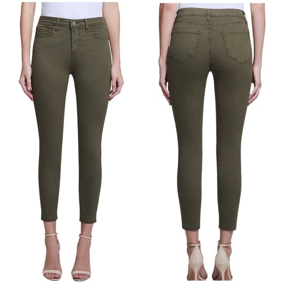 NWT L’Agence Margot Skinny High Rise Jeans Olive Night Green Sz 24 - Picture 1 of 11